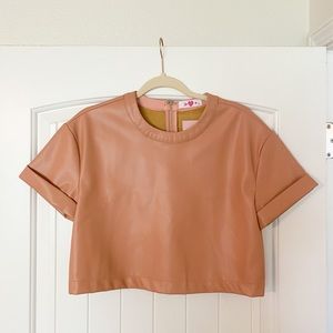 Buddylove Taylor Cropped Vegan Leather Top - Nude